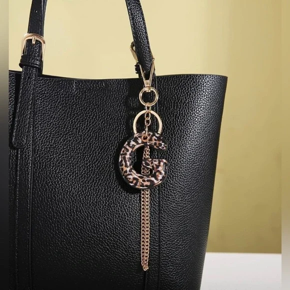🐆 Leopard PU leather “G” Initial Letter Keyring Keychain Bag Charm🐆NWT - Picture 2 of 10